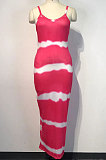 Wmen Printing Condole Belt Long Dress WDS210616