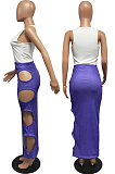 Pink Sexy Summer Sleeveless V Neck Tank Tight Hollow Out Letter Printing Hip Skirt Two-Piece H1636-1