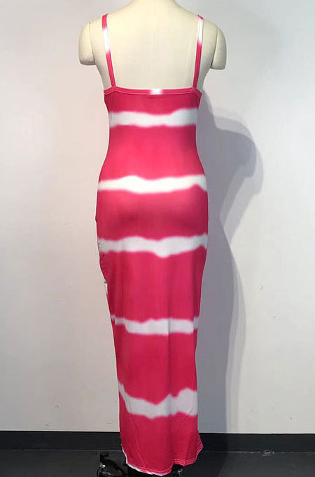 Wmen Printing Condole Belt Long Dress WDS210616