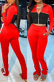 Gray Wholesal New Spliced Long Sleeve Zippet Hoodie Coat High Waist Pants Sport Sets YMM9042-3