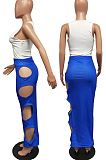 Pink Sexy Summer Sleeveless V Neck Tank Tight Hollow Out Letter Printing Hip Skirt Two-Piece H1636-1