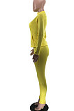 Dark Brown Euramerican Women Trendy Solid Color Zipper Long Sleeve Tight Pants Sets MF5193-7