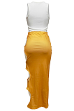 Purple Sexy Summer Sleeveless V Neck Tank Tight Hollow Out Letter Printing Hip Skirt Two-Piece H1636-5