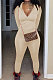 White Euramerican Women Trendy Solid Color Zipper Long Sleeve Tight Pants Sets MF5193-8