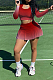 Red New Gradiend Printing Long Sleeve Round Neck Crop Top Trousers Skirt Sport Two Piece CYY00029-3