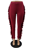 Black Cute Tassel High Waist Solid Color Bodycon Pants MTY6568-2