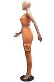 White Sleeveless U Neck Tank With Pocket Drawsting Sweat Pants Solid Color Casual Yoga Sets H1651-6