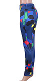 Cyan Women Camo Printing Bodycon Mid Waist Long Pants NK0100-3