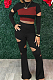 Black Wholesal Spliced Long Sleeve Round Collar Crop Top Hollow Out High Waist Ruffle Flared Pants Two-Piece LM88805-3