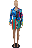 Green Cute Printing Long Sleeve Lapel Neck Single-Breasted Shirts MTY6562