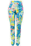 Colorful Women Shirred Detail Tight Mid Waist Long Pants NK105-1