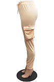Light Green Casual Pure Color With Pocket Drawsting Ankle Banded Pants H1653-4