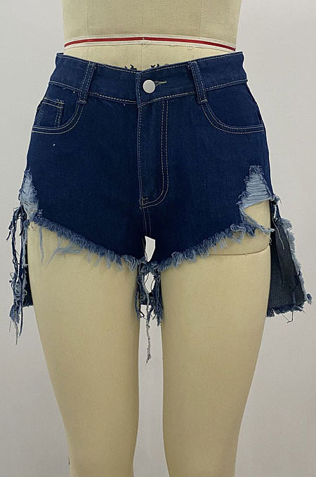 Dark Color Lady Jeans Tassel Shorts NZ948