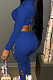 Royal Blue New Cotton Blend Long Sleeve Hoodie Sweat Pants Eyelet Bandage Pure Color Sets F88382-5