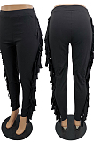 Wine Red Cute Tassel High Waist Solid Color Bodycon Pants MTY6568-1