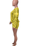 Red Women Positioning Printing Casual Long Sleeve Round Collar Blouse Shorts Sets NK257-3