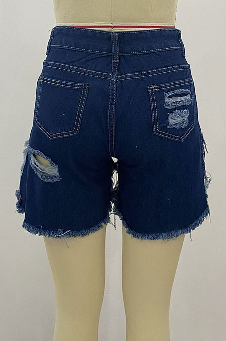 Dark Color Lady Jeans Tassel Shorts NZ948