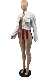 White Cute Tassel Cotton Blend Long Sleeve Lapel Neck With Pocket Solid Color Coat MTY6571-2
