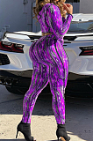 Red New Printing Long Sleeve Round Neck Banage Strapless High Waist Bodycon Pants Two-Piece NYZ6030-2