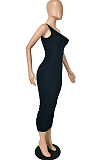 Orange Sexy Summer Oblique Shoulder Ruffle Collcet Waist Pure Color Bodycon Dress YNS1665-2