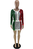 Colorful Ribber Letter Printing Long Sleeve Single-Breasted Coat Mini Skirts Fashion Two-Piece QC8028