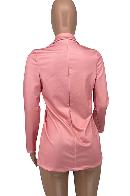 Pink Autumn Winter Long Sleeve Small Suit OL Bodycon Double-Breasted  Jacket AYL88886-1