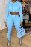 Black Autumn Winter Euramerican Fashion Eyelet Bnadage Solid Color Hollow Out Hoodie Tops Pants Sets HM5496-3