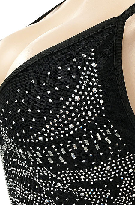 Golden Euramerican Women Sexy Club Mesh Spaghetti Hot Drilling Condole Belt Bodycon Jumpsuits XZ5280-2
