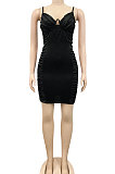 Brown Euramerican Solid Color Trendy Women Sexy Condole Belt Sleeveless Strapless Mini Dress XZ5272-2