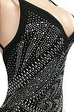 Black Euramerican Women Sexy Club Mesh Spaghetti Hot Drilling Condole Belt Bodycon Jumpsuits XZ5280-1