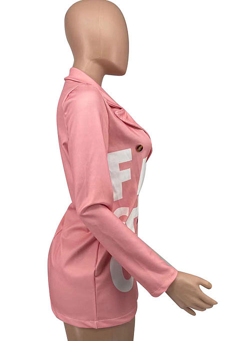 Pink Autumn Winter Long Sleeve Small Suit OL Bodycon Double-Breasted  Jacket AYL88886-1