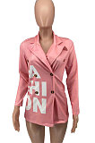 Orange Autumn Winter Long Sleeve Small Suit OL Bodycon Double-Breasted  Jacket AYL88886-2