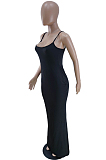 Pink Sexy Condole Belt Slim Fitting Collcet Waist Solid Color Long Dress BM7202-4