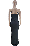 Pink Sexy Condole Belt Slim Fitting Collcet Waist Solid Color Long Dress BM7202-4
