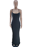 Blue Sexy Condole Belt Slim Fitting Collcet Waist Solid Color Long Dress BM7202-1