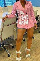 Pink Autumn Winter Long Sleeve Small Suit OL Bodycon Double-Breasted  Jacket AYL88886-1