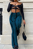 Purple New High Waist Spots Printing Flared Pants BM7210-1