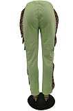 Fluorescent Cotton Blend Colorful Tassel Loose Bandage Sweat Pants QSS51040-2