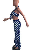 Red Women Hallter Neck Trendy Polka Dot Skirts Sets OMY0025-1