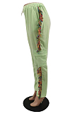 Orange Cotton Blend Colorful Tassel Loose Bandage Sweat Pants QSS51040-1