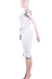 White Women Stringy Selvedge Sleeveless Pure Color Fashion Romper Shorts MF6636-1