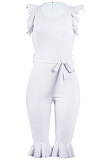 Black Women Stringy Selvedge Sleeveless Pure Color Fashion Romper Shorts MF6636-2