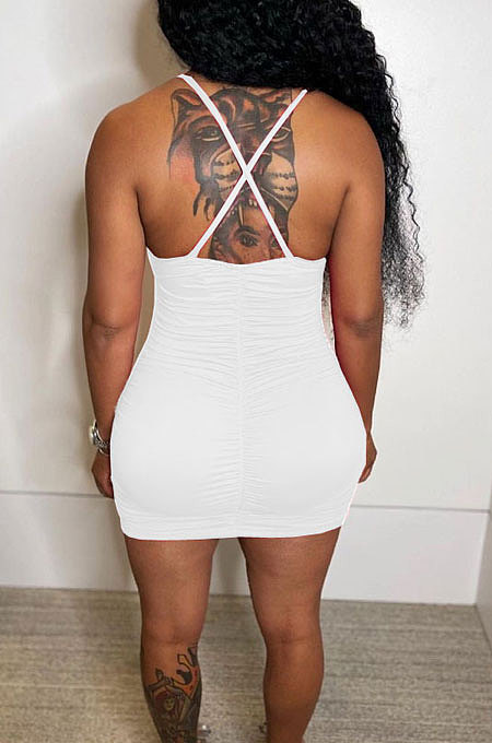 Light Purple Sexy Condole Belt Hollow Out Ruffle Bandage Backless Slim Fitting Mini Dress BN9289-5
