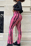 Purple New High Waist Spots Printing Flared Pants BM7210-1