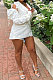 White Pure Color Sexy Turn-Down Collar Cardigan Sleeve Tied Ruffle Business Suit Coat MF6641-1