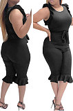 White Women Stringy Selvedge Sleeveless Pure Color Fashion Romper Shorts MF6636-1