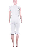 Black Women Stringy Selvedge Sleeveless Pure Color Fashion Romper Shorts MF6636-2