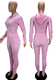 Black Casual New Long Sleeve Zipper Hoodie Pencil Pants Slim Fitting Pure Color Sport Sets MLL176-1