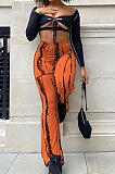 Khaki New High Waist Spots Printing Flared Pants BM7210-5