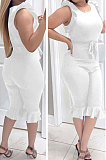 Black Women Stringy Selvedge Sleeveless Pure Color Fashion Romper Shorts MF6636-2